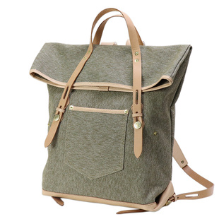 匠线 帆布双肩包 拼接植鞣牛皮 原创复古日系男女书包A4电脑背包