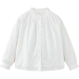 【mini亲子】迷你巴拉巴拉女童春秋新款木耳边上衣长袖衬衫