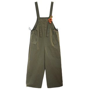 胖mm工装背带裤春木子理想大码女装宽松可调节舒适休闲裤子200斤