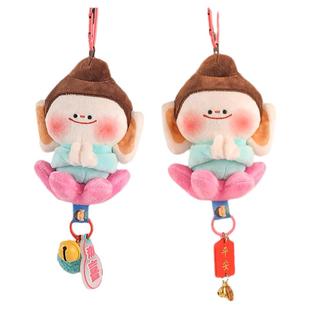 山西大同文创小佛云冈石窟佛小伴莲花佛合掌美术馆毛绒钥匙扣挂件