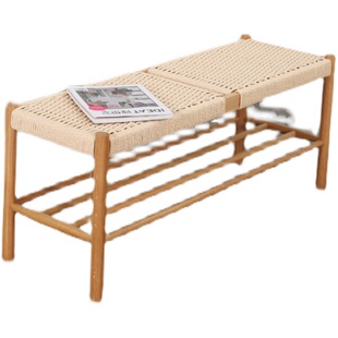 换鞋凳家用门口实木编绳北欧简约现代餐厅长凳日式试衣间凳穿鞋凳