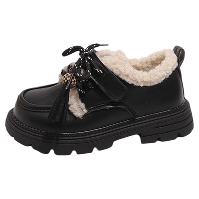 女童加绒皮鞋冬季公主鞋