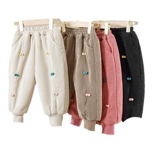 婧麒儿童加绒裤子秋冬款洋气保暖裤宝宝外穿长裤女童棉裤加厚冬季
