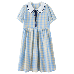少女牛仔裙白色初中生连衣裙夏装中学生裙子大童新款高中生学院风