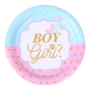 Boy or Girl Gender Reveal性别揭示派对用品气球装饰纸盘杯桌布