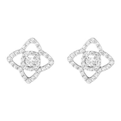 18K金DВ莲花耳钉玫瑰金四叶草