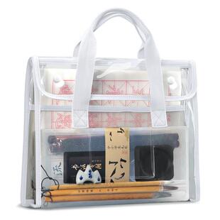 杰利书法国画便携作品学生毛笔字毛毡布大容量书画包书法包收纳毛笔书法收纳包工具手提袋收纳袋初学者定制