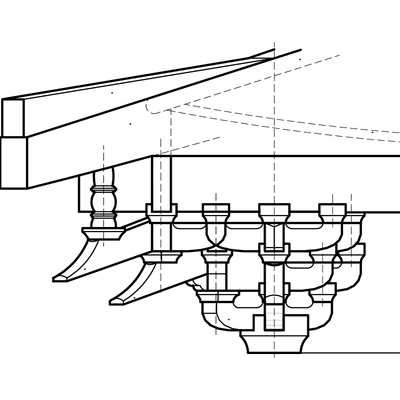 转角五辅作斗拱及分件图cad
