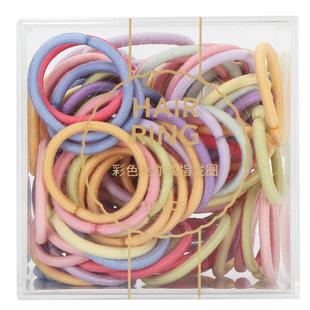 miniso名创优品彩色迷你戒指发圈皮绳橡皮筋手链女网红款100条装
