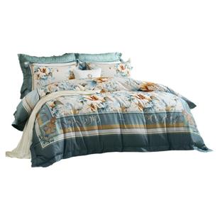 【专柜同款】富安娜60支长绒棉四件套纯棉裸睡床单被套 闲庭花事