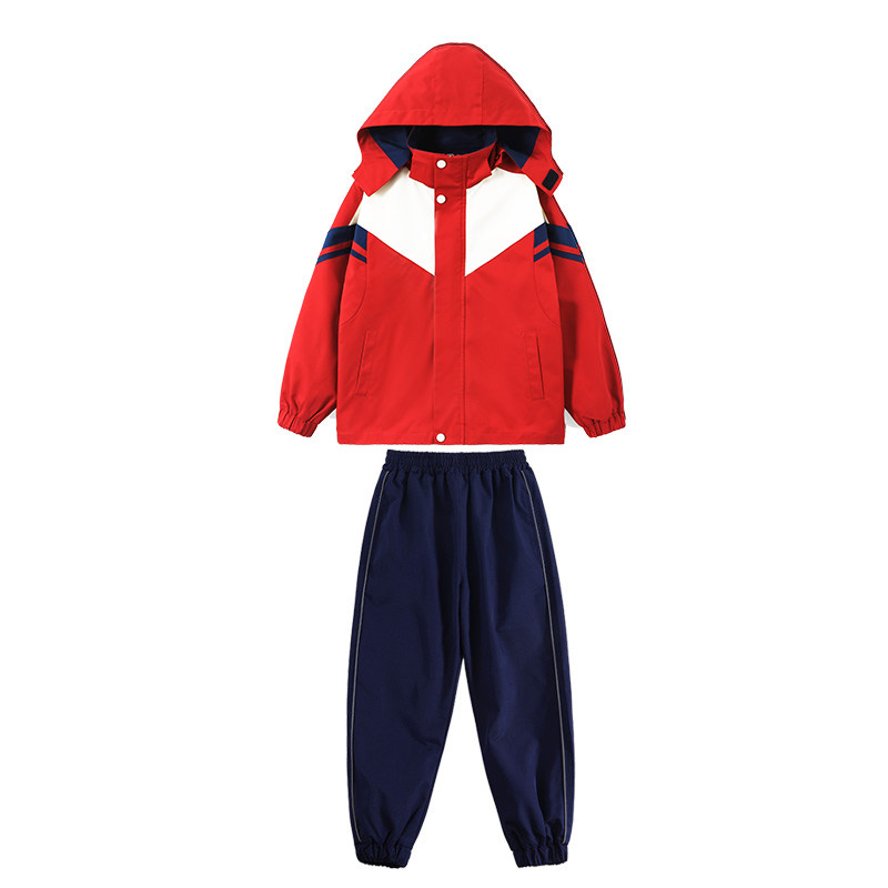 红色幼儿园园服春秋冬装儿童运动套装班服小学生校服冲锋衣三件套