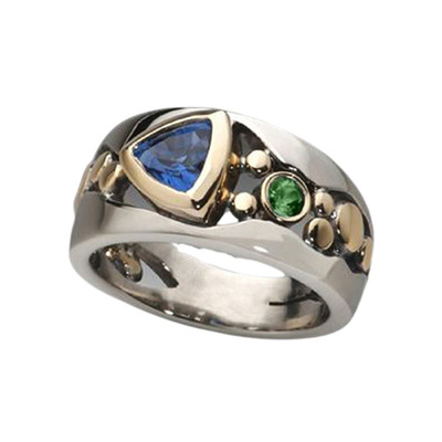 辣妹土酷风蹦迪蓝宝石戒指y2k