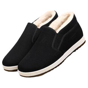 冬季老北京布鞋高帮加绒加厚防滑中老年防寒保暖工作羊毛棉鞋男款