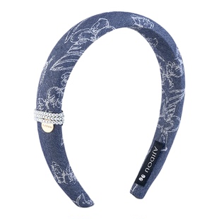 AJIDOU阿吉豆发箍水墨印花头箍轻奢时尚珍珠牛仔发箍女高颅顶发饰