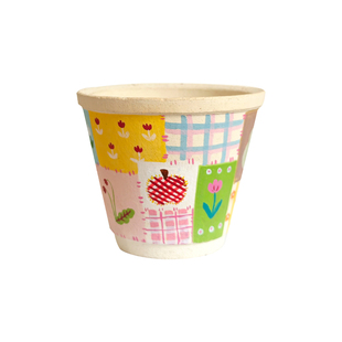 透气手绘拼布匣钵土花盆办公桌面绿植蝴蝶兰球兰利水礼物装饰摆件