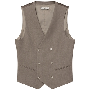 JDV男装春秋季V领双排扣正装西装马甲男士商务职场时尚WFV4A26