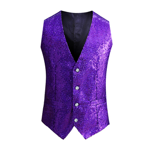 晚会歌舞蹈表演男装亮片马甲外套舞台演出马夹歌手主持人坎肩背心