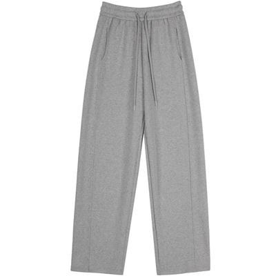 灰色阔腿裤女冬运动卫裤加绒加厚