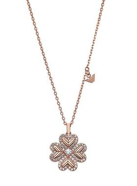 阿玛尼密镶幸运芯四叶草项链