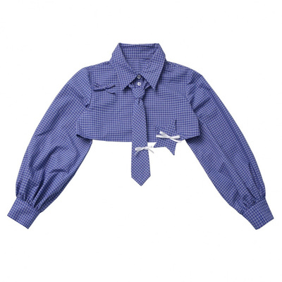 pinksavior【地球online】格纹设计感学院韩系早秋衬衫显瘦半裙