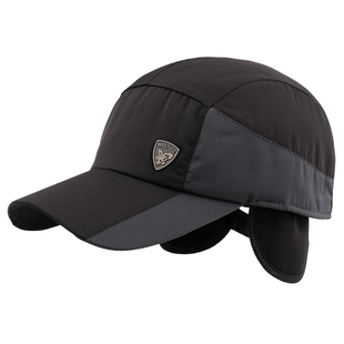 高端品牌帽子男款2025秋冬新款防水鸭舌帽冬季保暖护耳加绒棒球帽