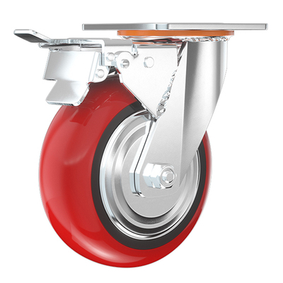 万向轮轮子重型聚氨酯静音脚轮6寸推车板车轮子拖车滑轮承重轱辘