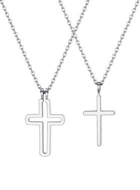 十字架情侣项链男女款一对