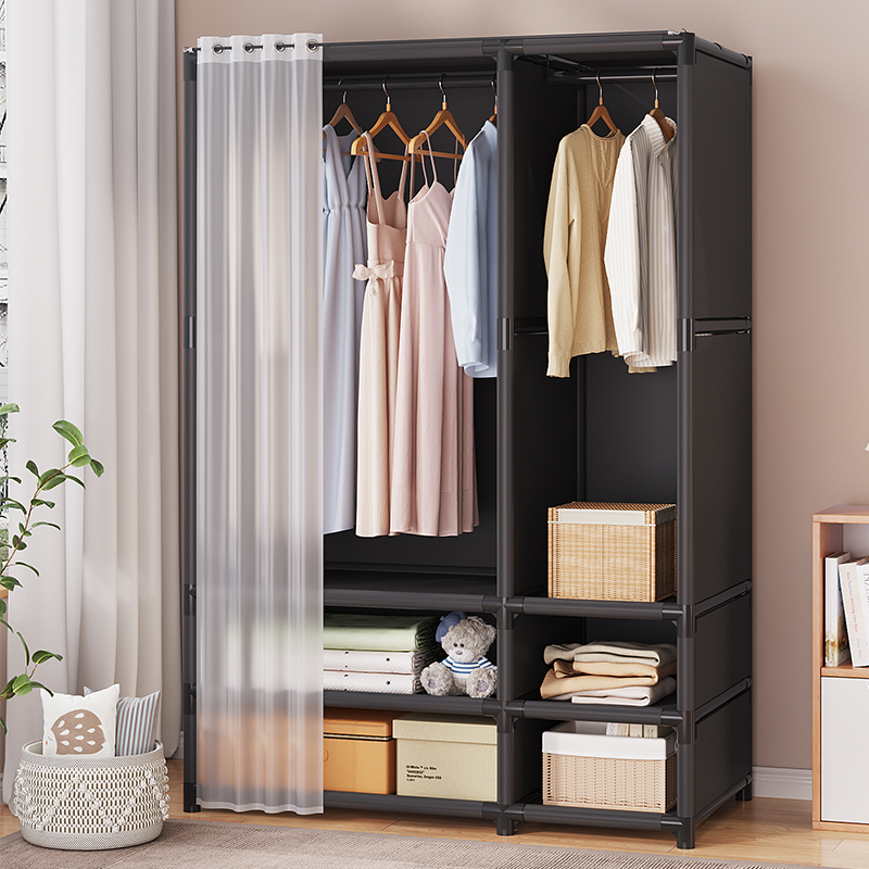 布衣柜家用卧室加粗加厚防尘宿舍出租房简易衣柜结实耐用组装收纳