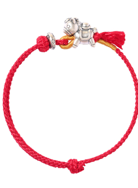 桑蚕丝儿童手链本命年属马除秽绳