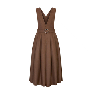 Chings 复古显瘦高腰薄呢背带裙 收腰A字裙赫本风伞裙半身裙新年