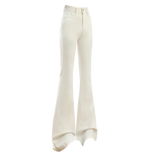 白色低腰紧身微喇牛仔裤女2025冬季加绒加厚丰胯提臀辣妹喇叭裤子