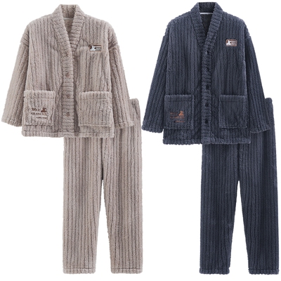 情侣睡衣珊瑚绒男士女士秋冬款