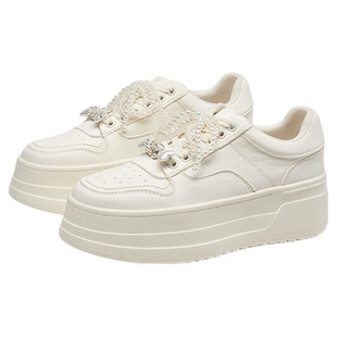 梦花园蹀愫25厚底增高6配裙时尚百搭休闲小白板鞋TA65367-50