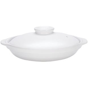 康舒白色特浅砂锅商用耐高温陶瓷炖锅酒店饭店鱼头浅底煤气灶专用