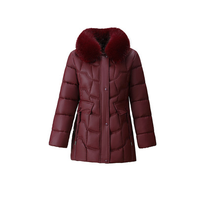 恒源祥中老年皮衣加绒加厚外套女