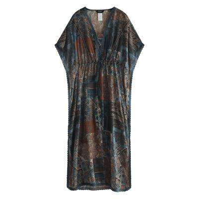 蕾丝镶边绒雪纺连衣裙