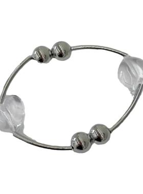 韩国东大门REINA银色圆球手工串珠手链透明亚克力爱心弹力绳手饰