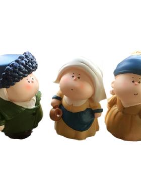 可爱风小玩偶梵高珍珠桌面摆件