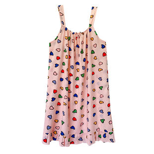 吊带睡裙女夏棉绸睡衣无袖韩版卡通显瘦人造棉连衣裙大码薄款睡衣