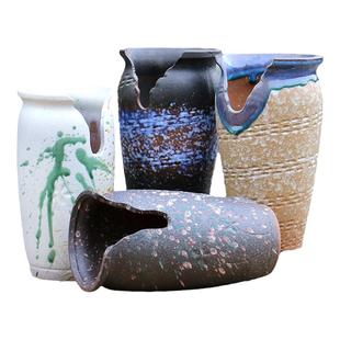 特大缺口造型瘦高多肉花盆粗陶切口陶瓷多肉植物陶罐法师悬崖老桩