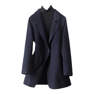 毛呢外套女常规款一粒扣修身显瘦西装式呢子新款气质双面羊毛大衣