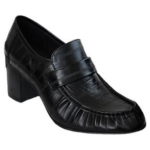 InkingPot彭姐 鳗鱼皮纹褶皱复古做旧乐福鞋休闲真皮粗跟单鞋秋季