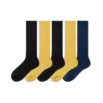 秋冬长筒显瘦防臭及膝女棉袜5双