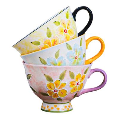 美式田园风手绘浮雕马克杯