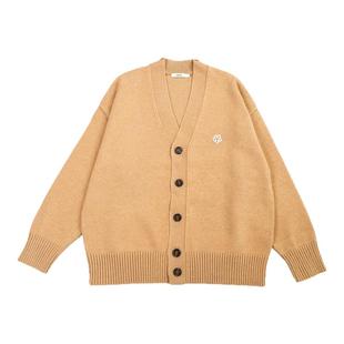 sanse针织开衫中性潮牌街头外套木棉花刺绣小花上衣