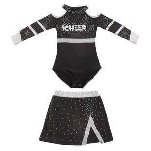 儿童啦啦操比赛服黑色拉拉队演出服中小学生花球啦啦操运动会服装