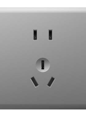 飞雕开关插座面板银灰86型暗装安全墙壁哑光一开五孔磨砂微弧边
