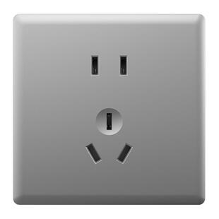 飞雕开关插座面板银灰86型暗装安全墙壁哑光一开五孔磨砂微弧边