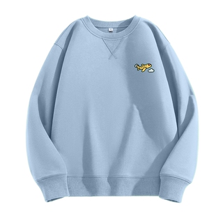 班尼路S&K倒三角圆领卫衣男秋季重磅潮牌浅蓝色盐系青少年套头衫A