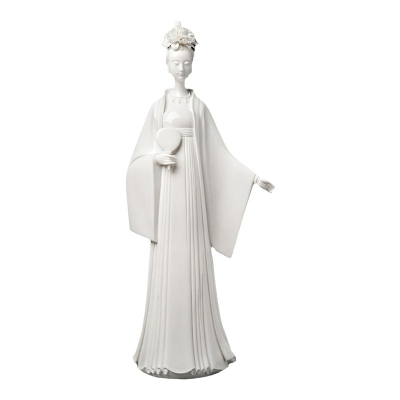 戴玉堂郑清海陶瓷摆件《持扇》美女像人物瓷雕艺术德化白瓷工艺品